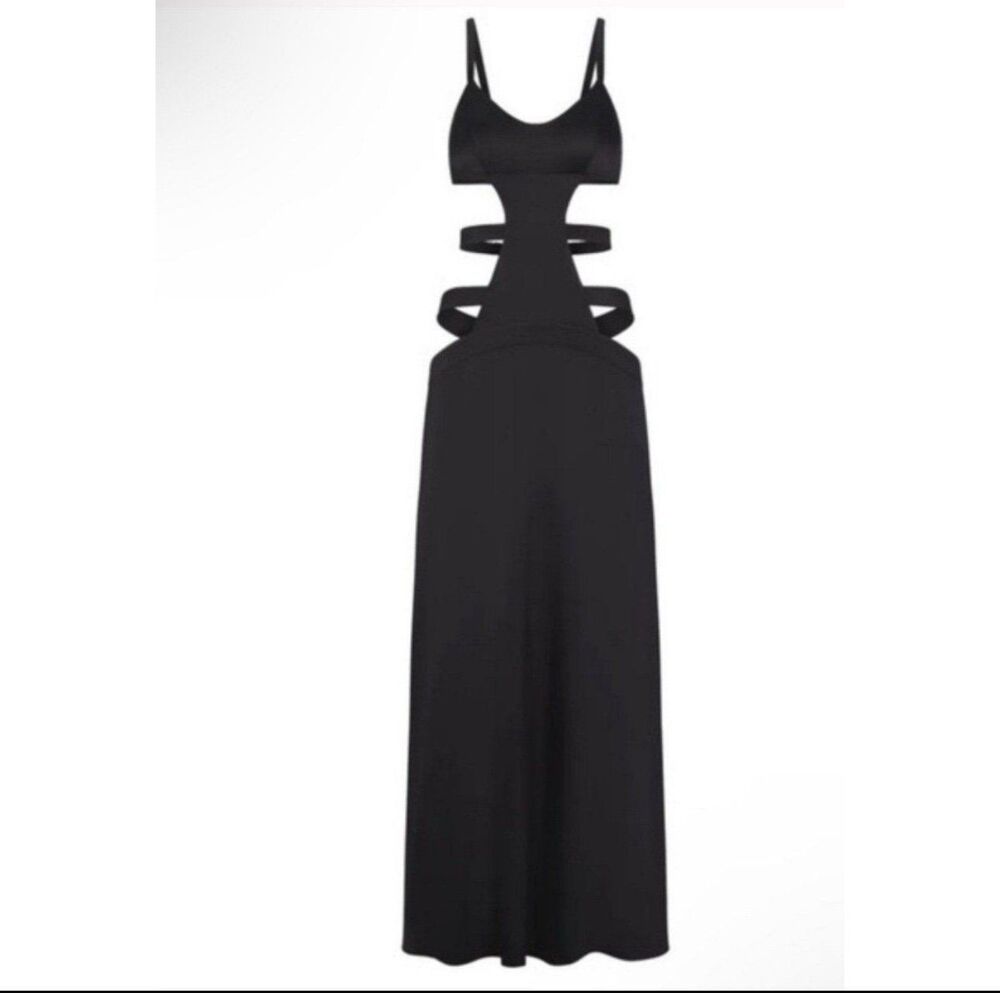 Skims SILK STRAPPY SLIP DRESS Onyx